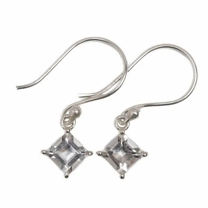 Stříbrné visací náušnice s petalitem 6 mm - 2,1 cm, 1,1 g