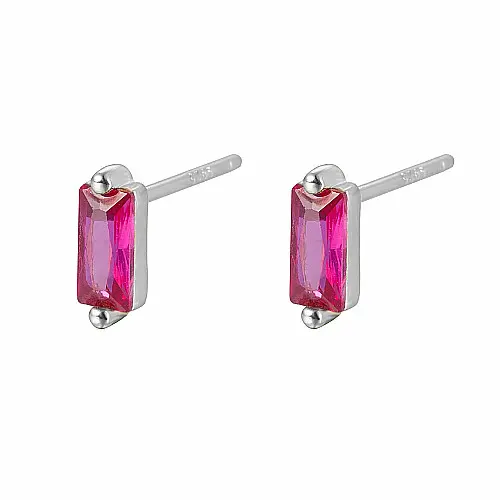 Stříbrné náušnice pecky se zirkony FUCHSIA - 3 x 7,8 mm, 0,73 g
