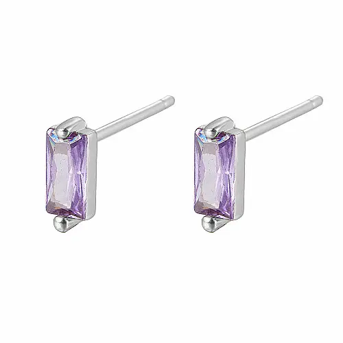 Stříbrné náušnice pecky se zirkony SILVER LILAC - 3 x 7,8 mm, 0,73 g