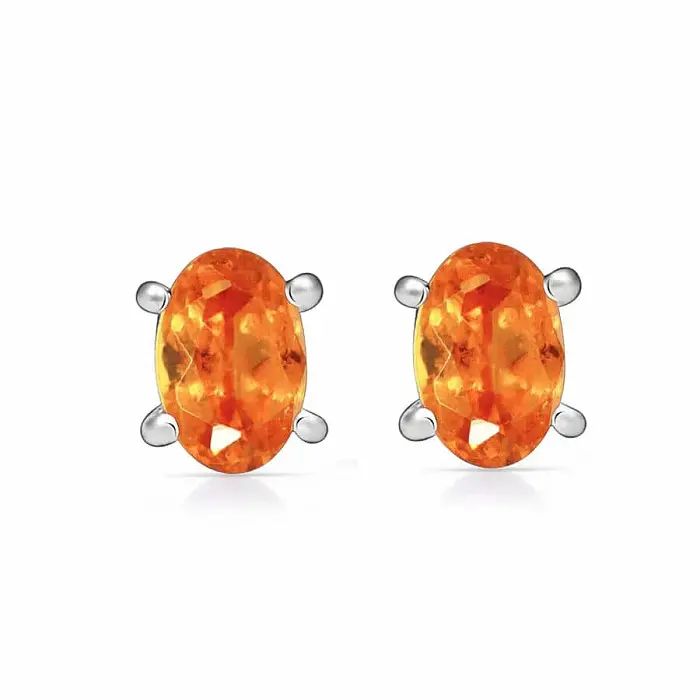 Stříbrné náušnice pecky s granátem mandarin SBC-110-OGF - 4 mm, 0,6 g