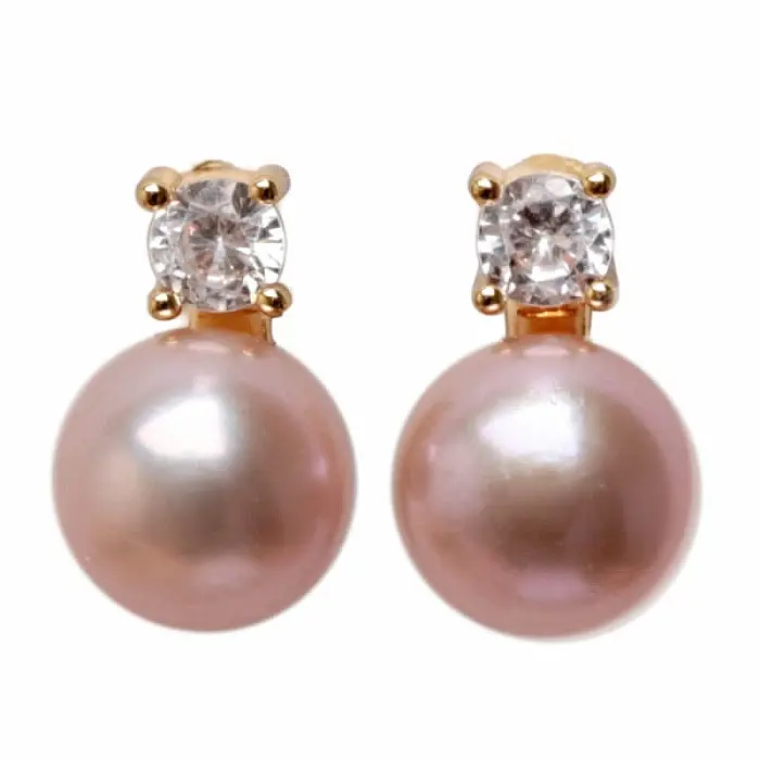 Stříbrné perlové náušnice A kvalita Purple Pearl - cca 7 mm, 1,98 g
