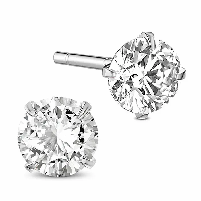 Stříbrné náušnice pecky se zirkony AA kvalita WHITE - 4 mm, 0,43 g