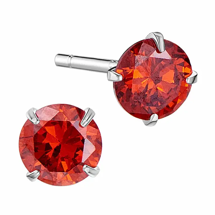 Stříbrné náušnice pecky se zirkony AA kvalita RED - 4 mm, 0,43 g