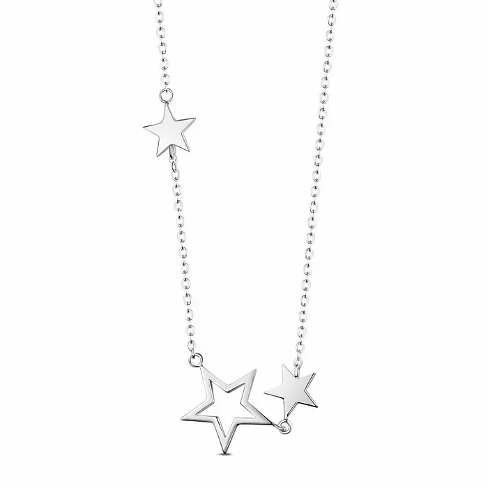 Stříbrný rhodiovaný náhrdelník Silver Stars - cca 49 cm