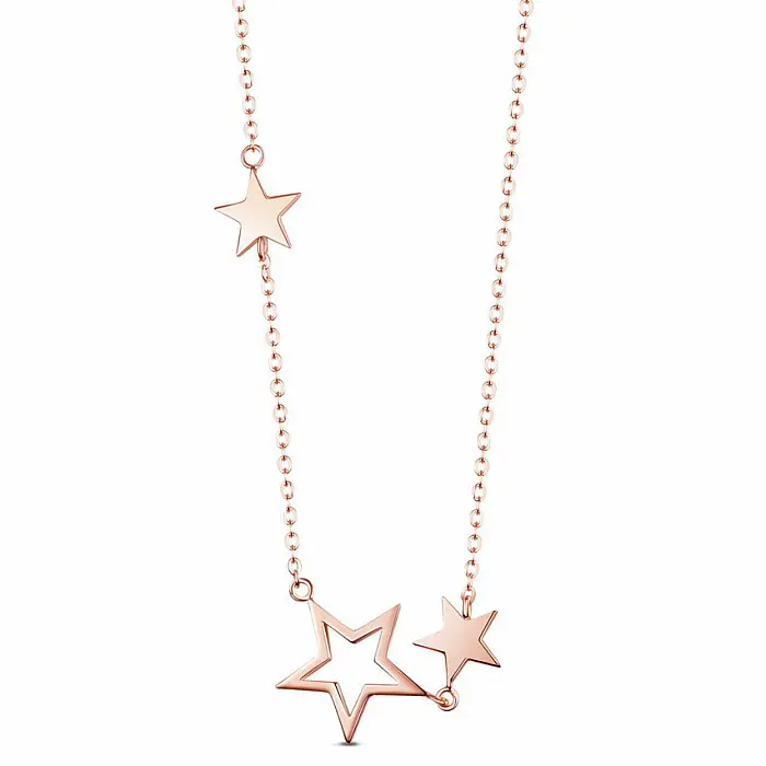 Stříbrný pozlacený náhrdelník Pink Stars - cca 49 cm