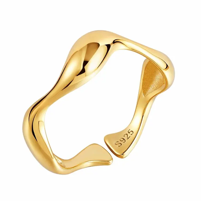 Stříbrný pozlacený prsten Golden Flow - 52 mm (US 6)