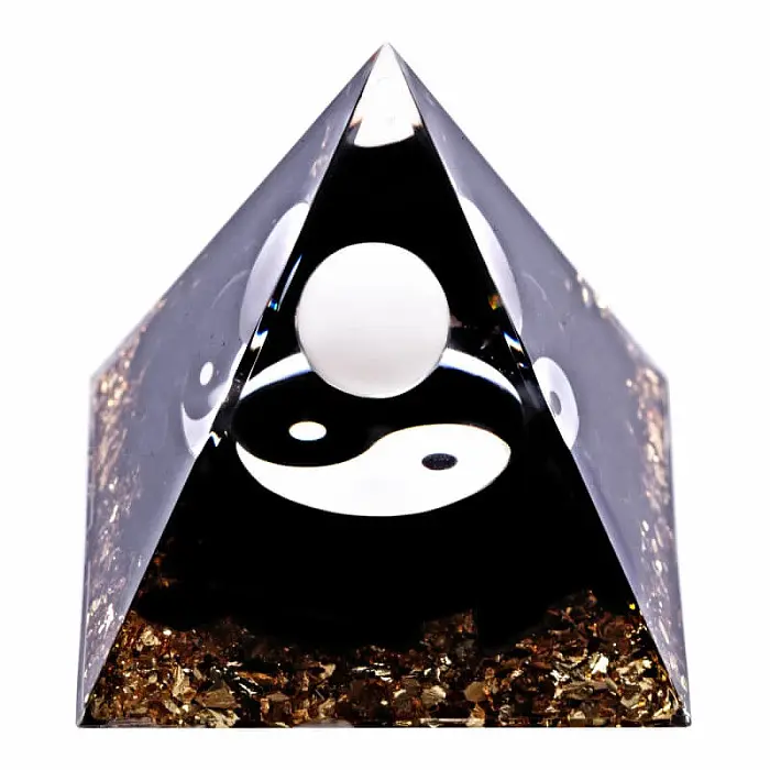 Orgonit pyramida Jin a Jang pozitivní energie - 6 x 6,2 cm