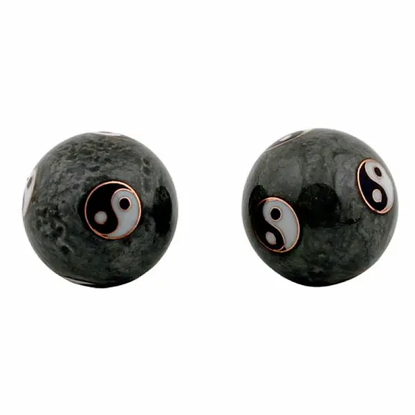 Zdravotní čínské meditační kuličky proti stresu Yin Yang Tai Chi grey - cca 3,5 cm