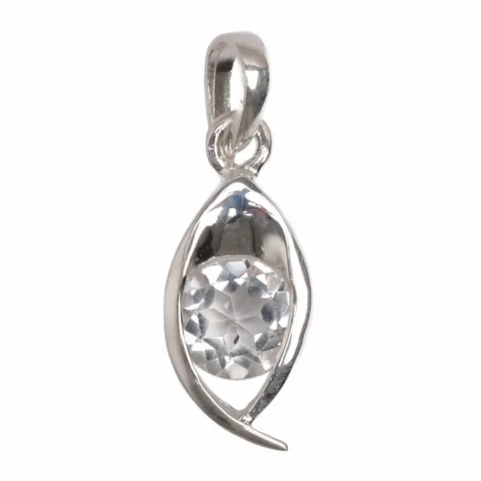 Stříbrný přívěsek s křišťálem LEAF - 24 mm, 2,2 g