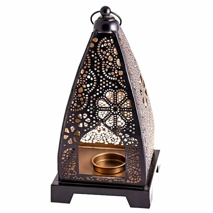 Svícen kovový orientální lucerna Medina na čajové svíčky - cca 11,5 x 23 cm
