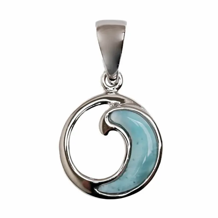 Larimar přívěsek stříbro Ag 925 Wave č. 4 - cca 2,3 cm, 1,8 g