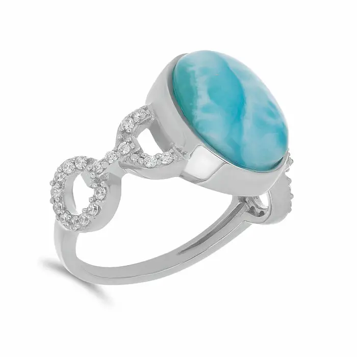 Larimar prsten stříbro  Ag 925 VR056016 - 59 mm (US 9), 4,7 g