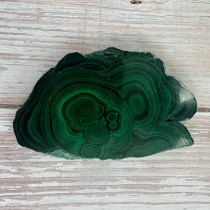 Malachit Kongo Stalaktitový řez 9 - cca 9,5 x 5,9 cm, 109 g