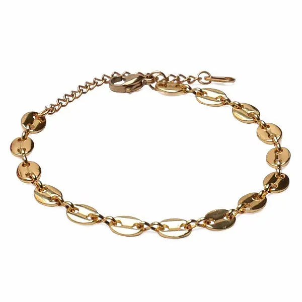 Náramek Cofee bean styl nerezová ocel v barvě zlata 22,5 cm - obvod cca 17 až 23,5 cm