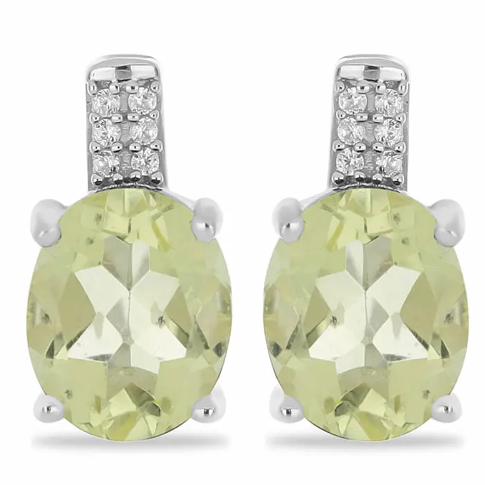 Náušnice stříbrné s broušenými Lemon topazy a zirkony Ag 925 012019 LET - 1,5 cm, 4,1 g
