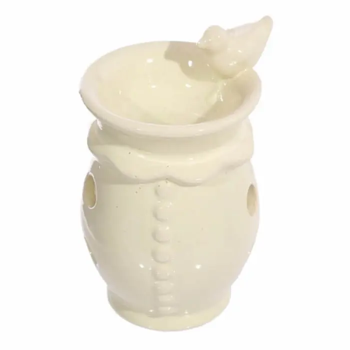 Aroma lampa keramická Krémový ptáček - cca 9 x 14 cm