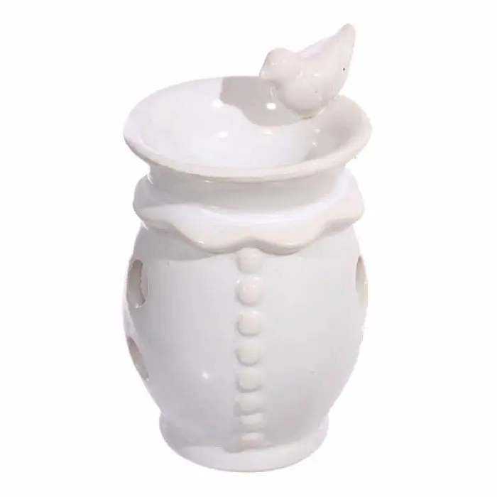 Aroma lampa keramická Bílý ptáček - cca 9 x 14 cm