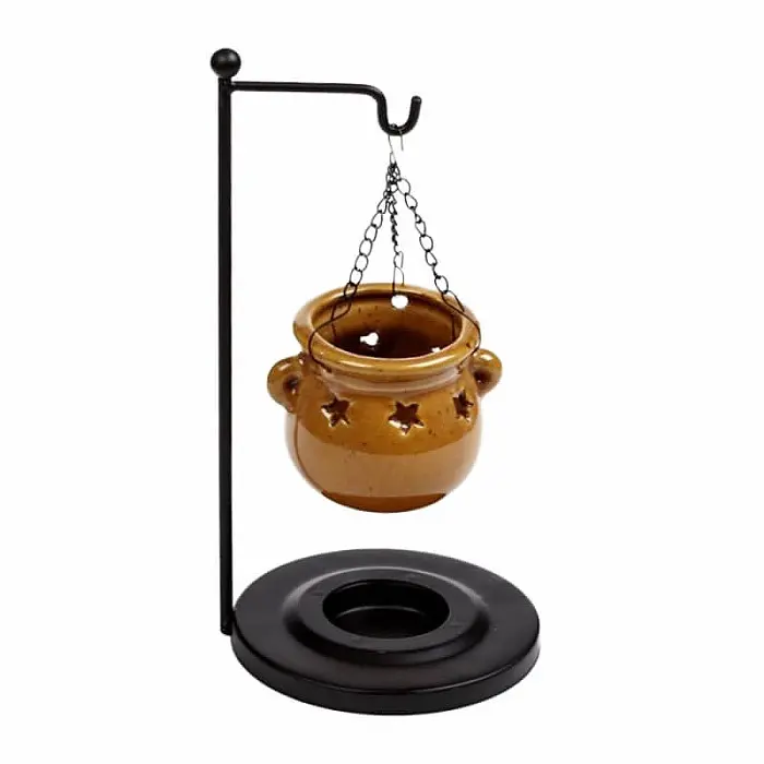 Aroma lampa keramická Závěsný kotlík hnědý - cca 10 x 20 cm
