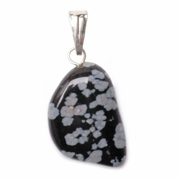 Obsidián vločka tamblovaný přívěsek 1,4 - 2,1 cm - cca 1,4 - 2,1 cm