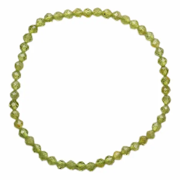 Olivín náramek extra AA kvalita broušené korálky 4 mm - obvod cca 16 až 21 cm