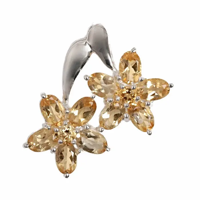 Stříbrný přívěsek s citrínem FLORA - 29 mm, 5,4 g
