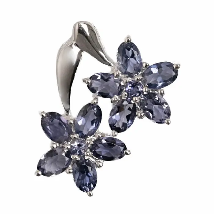 Stříbrný přívěsek s iolitem FLORA - 29 mm, 5,2 g