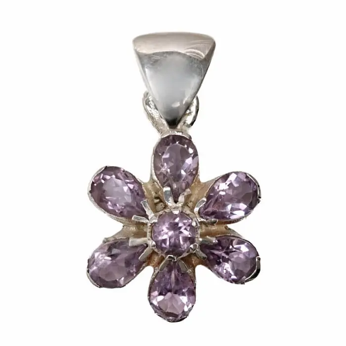 Stříbrný přívěsek s ametystem KVĚT - 28 mm, 4,1 g