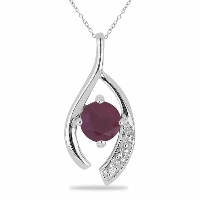 Přívěsek stříbrný s broušeným rubínem a zirkony Ag 925 021831 RB - 1,7 cm, 1,3 g