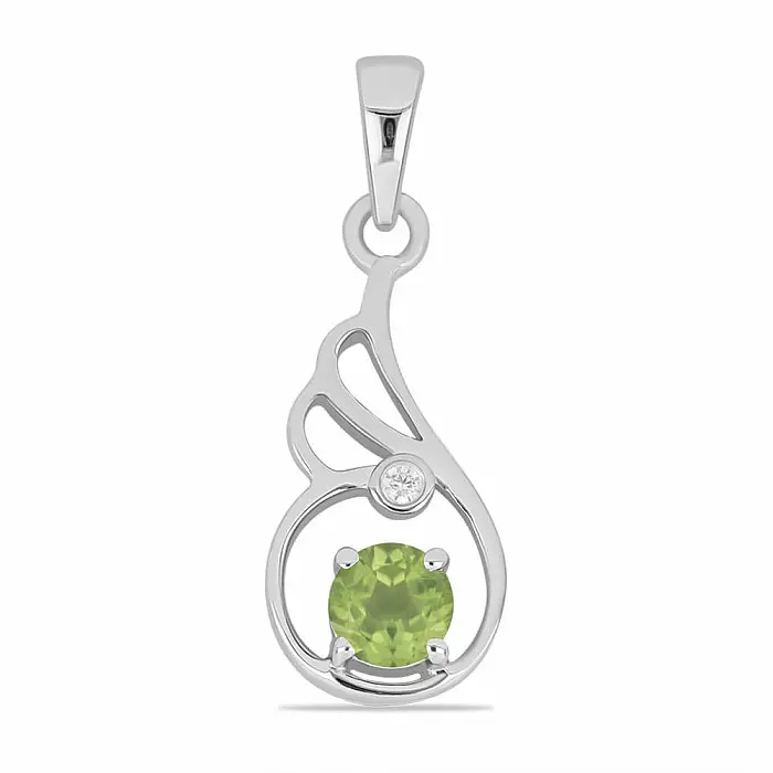 Přívěsek stříbrný s broušeným olivínem a zirkonem Ag 925 026584 PD - 2,1 cm, 1,7 g