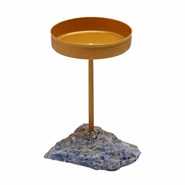 Svícen na čajovou svíčku Křemen se sodalitem - 5 x 9 cm
