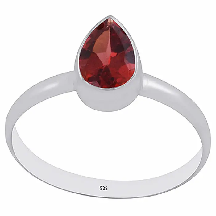 Stříbrný prsten s granátem - 58 mm (US 8,5), 1,7 g