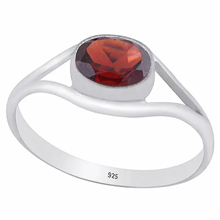Stříbrný prsten s granátem - 54 mm (US 7) 1,7 g