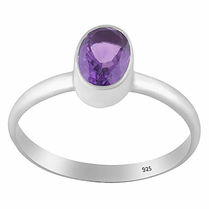 Stříbrný prsten s ametystem - 55 mm (US 7,5), 1,6 g