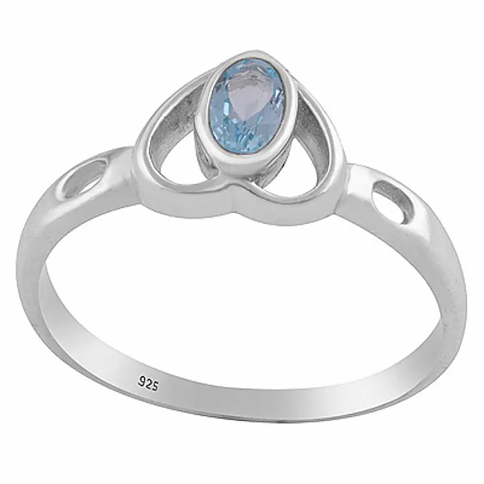 Stříbrný prsten s modrým topazem Srdce - 59 mm (US 9), 1,3 g