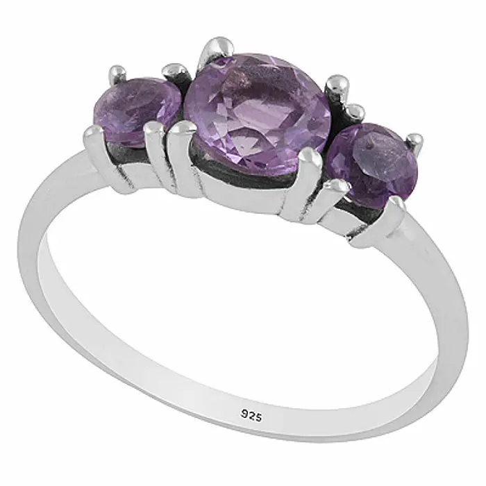Stříbrný prsten s ametystem - 59 mm (US 9), 2,2 g