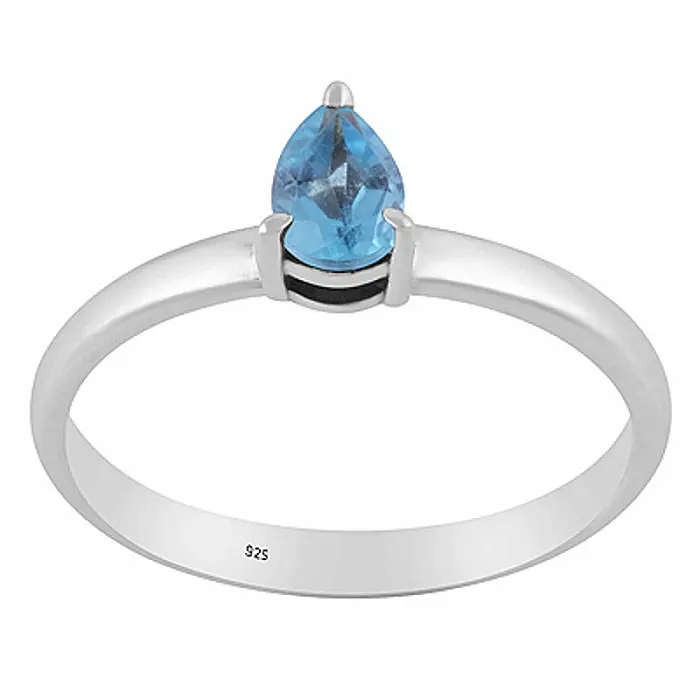 Stříbrný prsten se Swiss Blue topazem