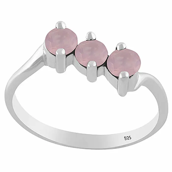 Stříbrný prsten s růženínem - 55 mm (US 7,5), 2 g