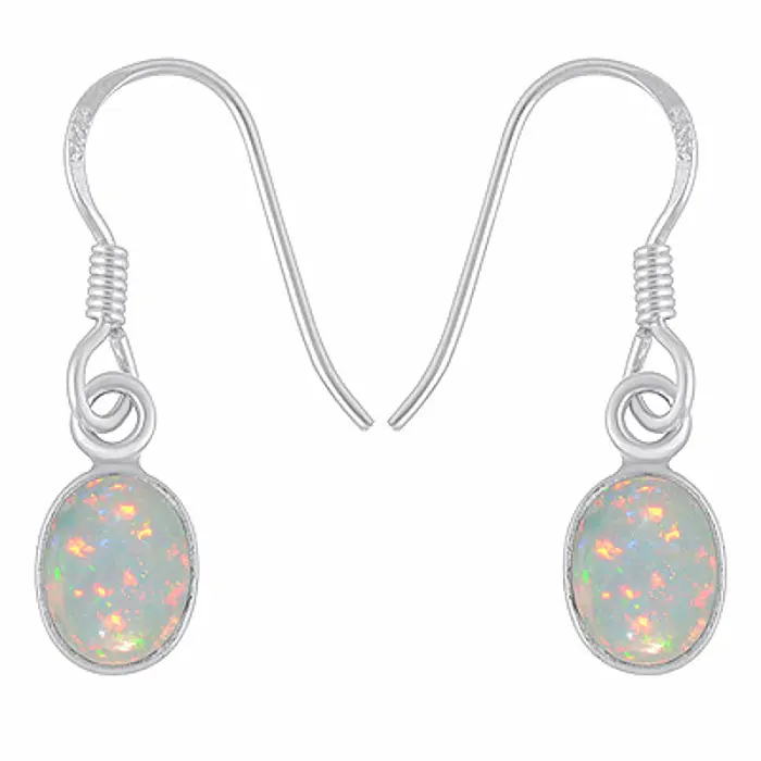 Stříbrné visací náušnice s etiopským opálem - 2,5 cm, 1,8 g