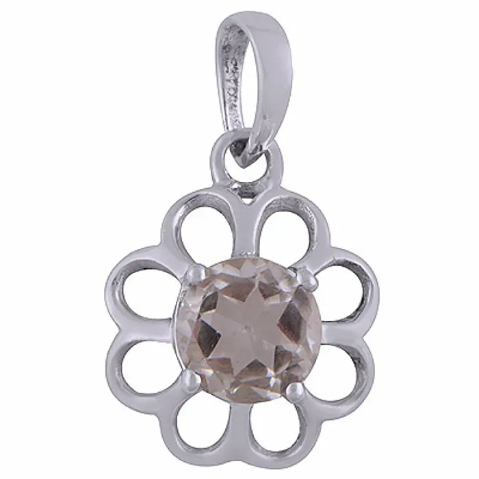 Stříbrný přívěsek se zeleným ametystem - prasiolitem Květina - 15 mm, 2,6 g