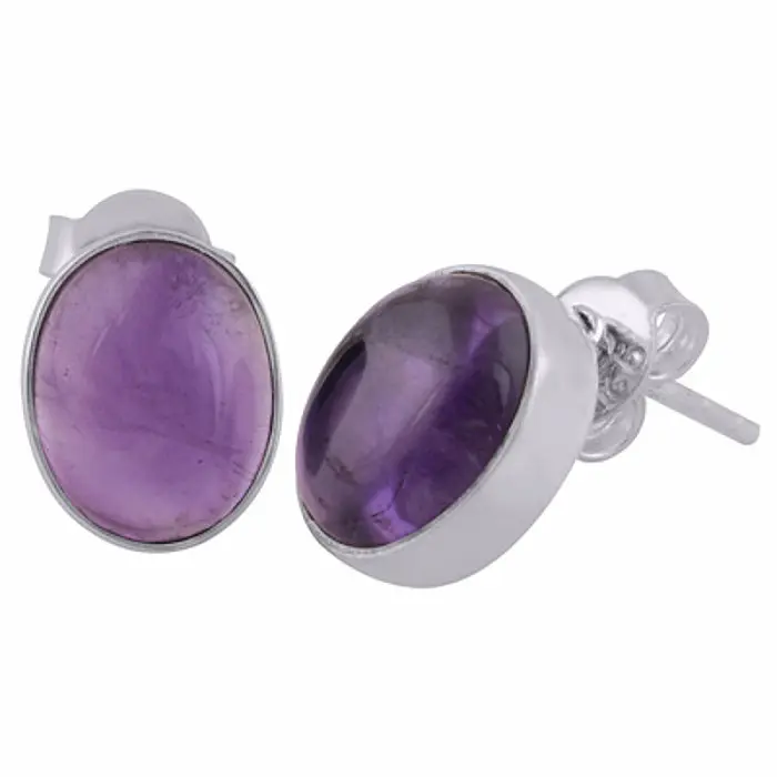 Stříbrné náušnice pecky s ametystem - 10 mm, 2,4 g