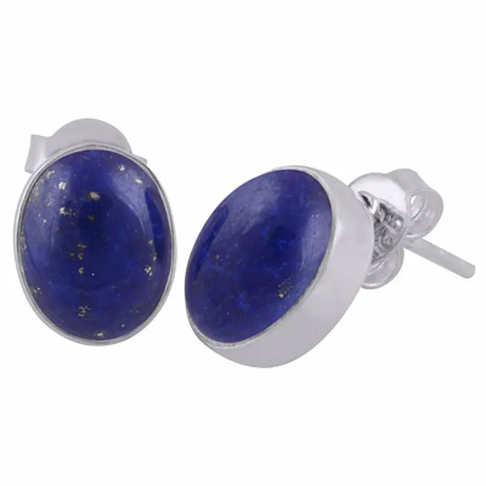 Stříbrné náušnice pecky s Lapisem Lazuli - 10 mm, 2,5 g