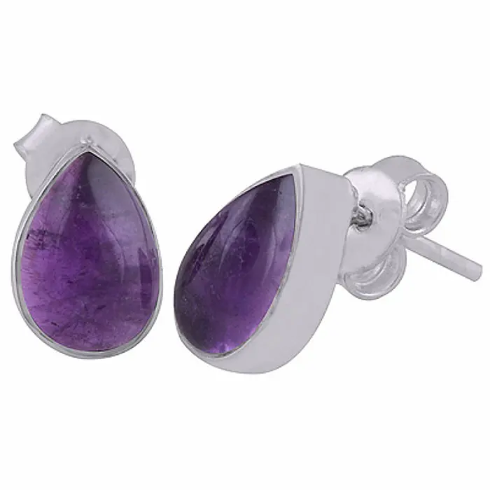Stříbrné náušnice pecky s ametystem - 10 mm, 2 g
