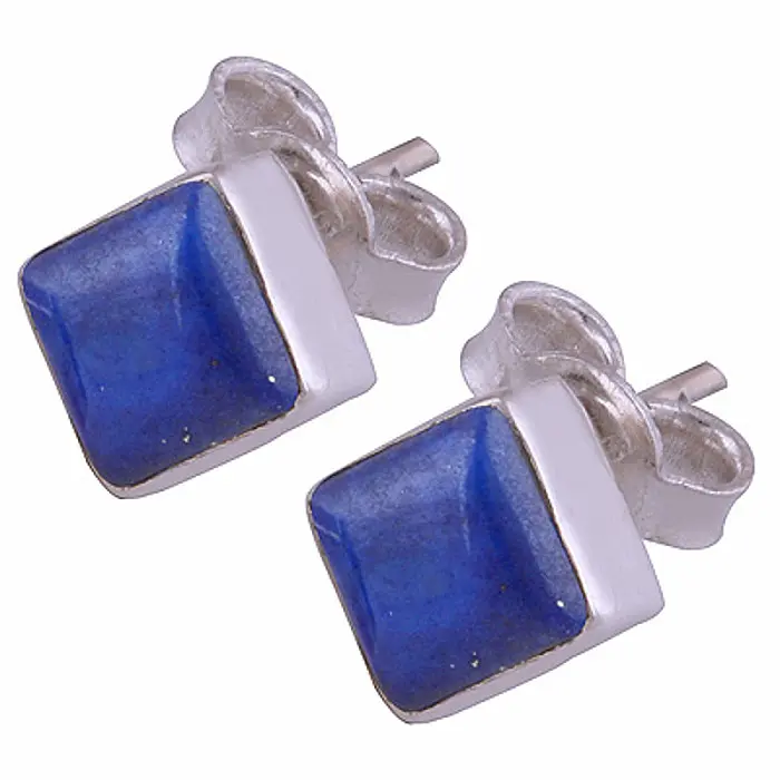 Stříbrné náušnice pecky s Lapisem Lazuli - 10 mm, 2,7 g