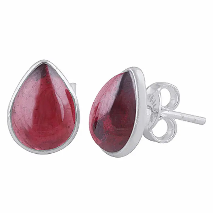 Stříbrné náušnice pecky s granátem - 11 mm, 2 g