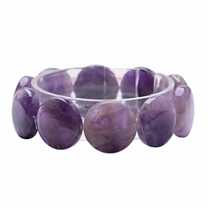 Ametyst náramek z disků 2 cm - obvod cca 18 až 21 cm