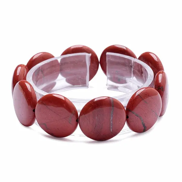 Jaspis červený disky náramek RB Design 188 - obvod cca 17 až 21 cm