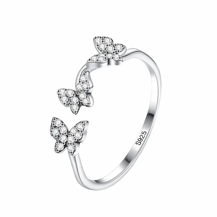 Stříbrný prsten Three Butterflies - 54 mm (US 7), 1 g