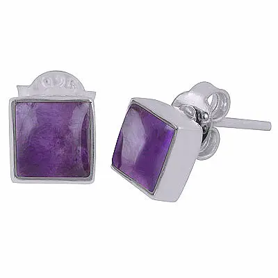Stříbrné náušnice pecky s ametystem - 0,7 cm, 2 g