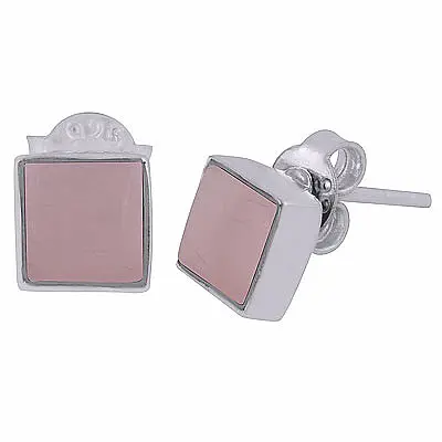Stříbrné náušnice pecky s růženínem - 0,7 cm, 2 g