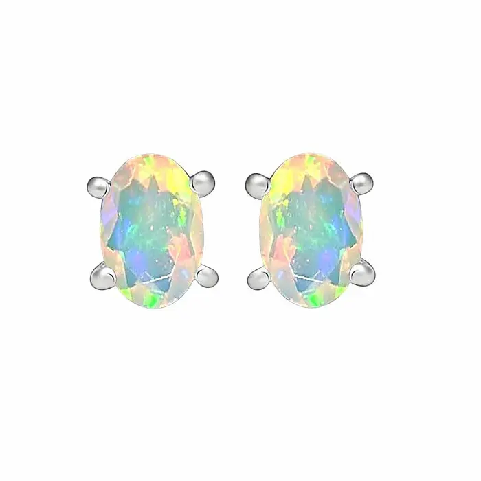 Stříbrné náušnice pecky s etiopským opálem - 0,5 cm, 0,5 g